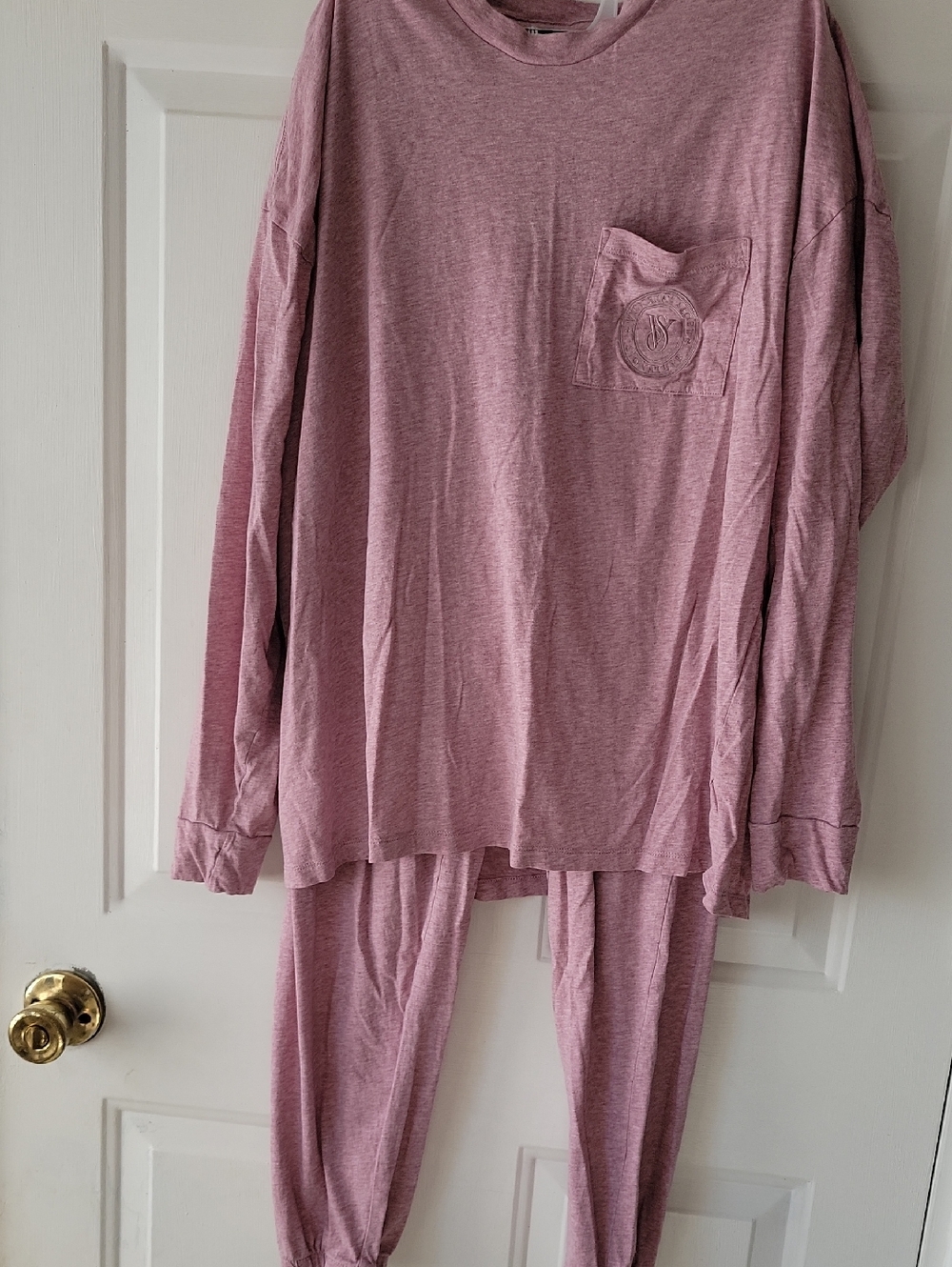 Victoria's Secret Mauve Long-Sleeve Pajama Set with Chest Pocket